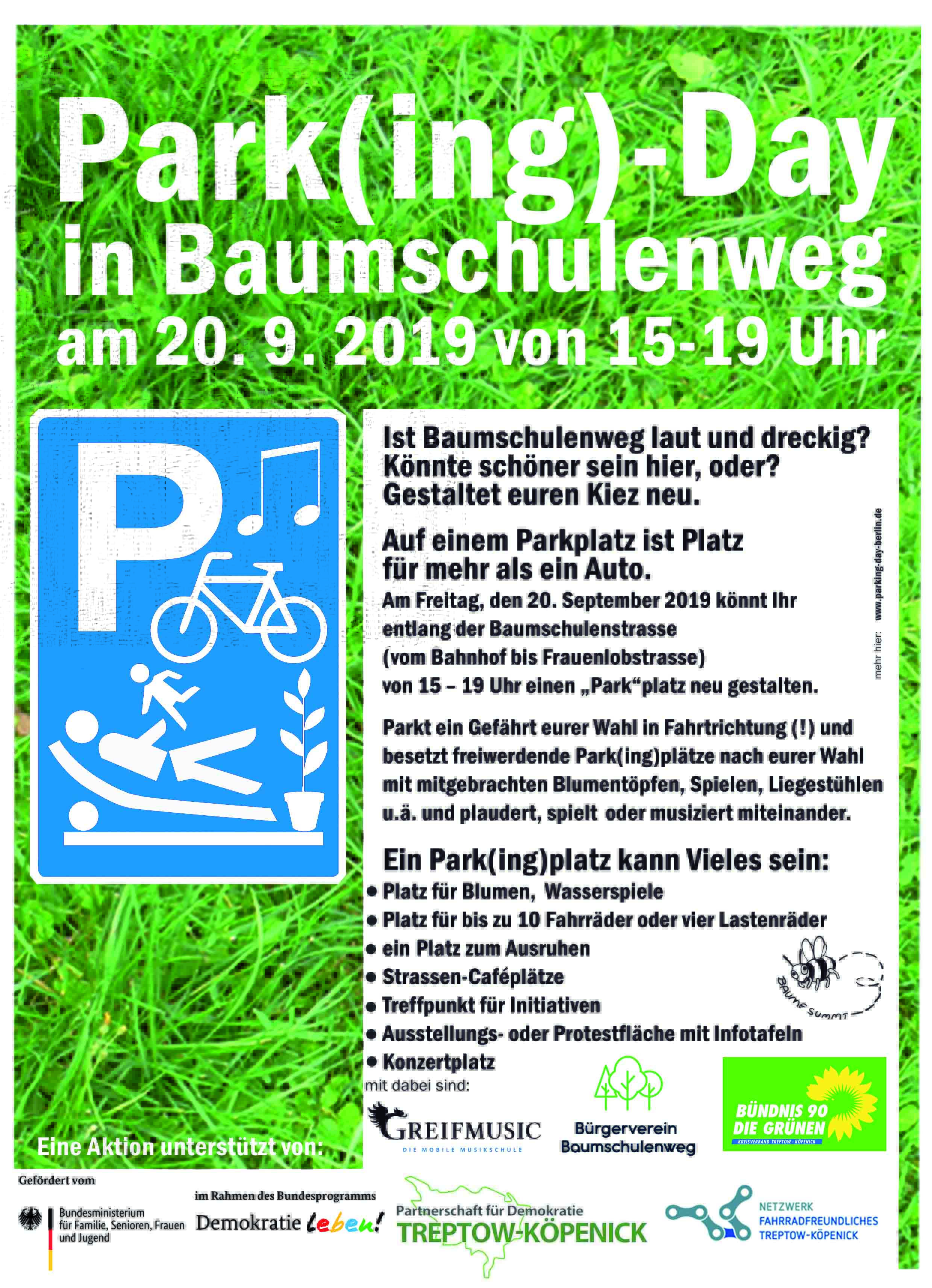 Plakat - Park(ing)-Day in Baumschulenweg