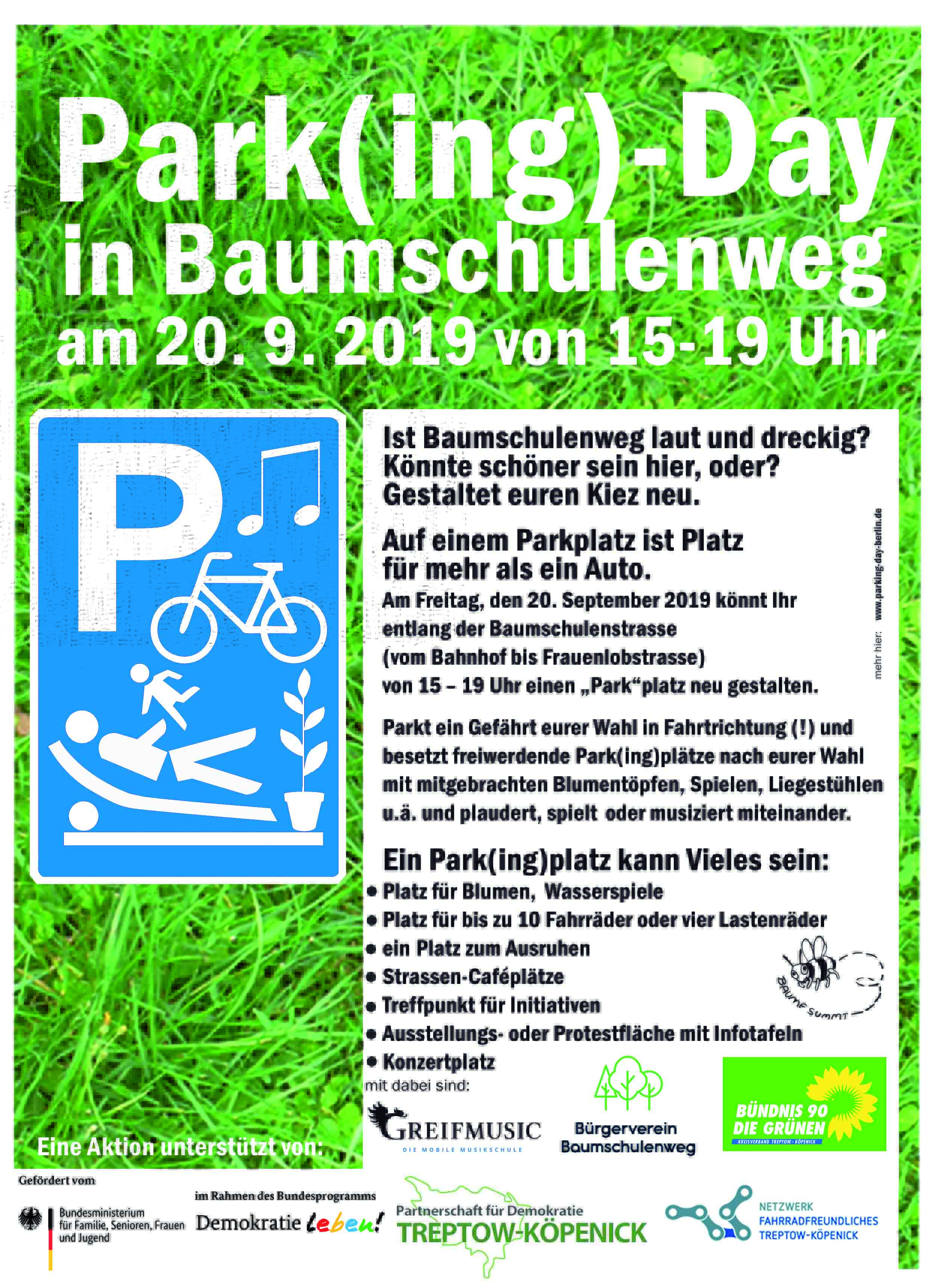 Plakat - Park(ing)-Day in Baumschulenweg